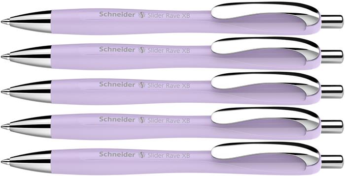 Golyóstoll, 0,7 mm, nyomógombos, SCHNEIDER "Slider Rave XB", halványlila - Image 4