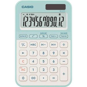 Számológép, asztali, 12 számjegy, CASIO, "MS 20 YC", világoszöld
