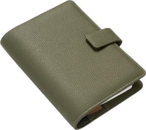 Kalendárium, gyűrűs, betétlapokkal, personal méret, FILOFAX "Camden", oliva