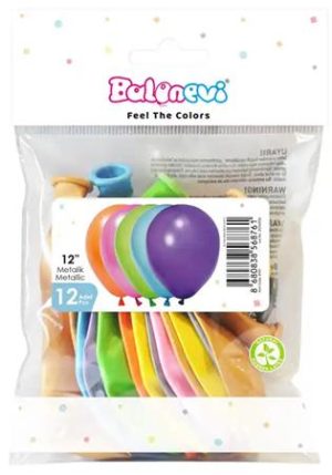 Léggömb, 30cm, vegyes metál színek
